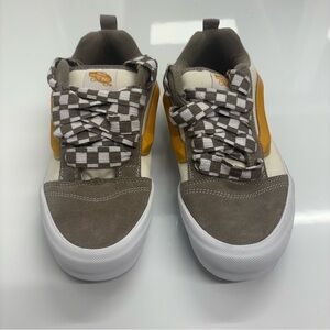Vans Old Skool Sneakers Men’s 10 Taupe Brown Checkerboard Laces Gum Sole